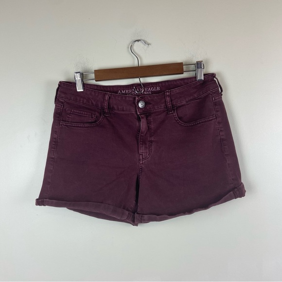 American Eagle Outfitters Pants - American Eagle Outfitters AEO Twill Midi Wine Burgundy Maroon Rolled Hem Size 14